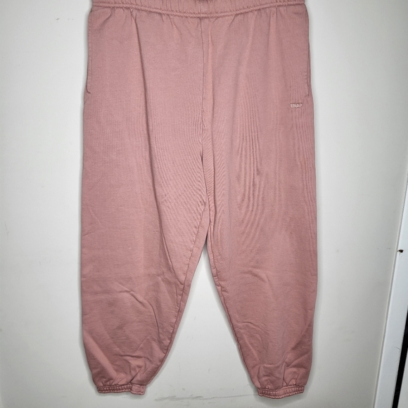 Aritzia TNA Fleece Pink Peach Drawstring Sweats Mega Fit Size Large - Picture 1 of 8